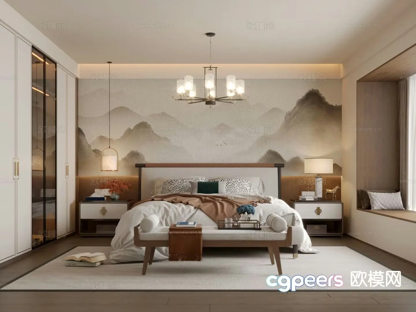 New Chinese style bedroom master bedroom 3d model