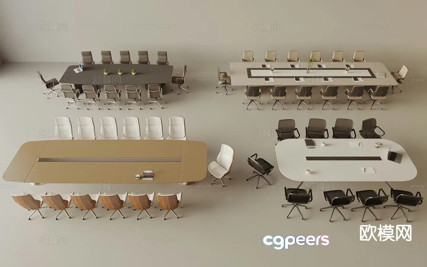 Modern conference table and chairs conference table 3d model
