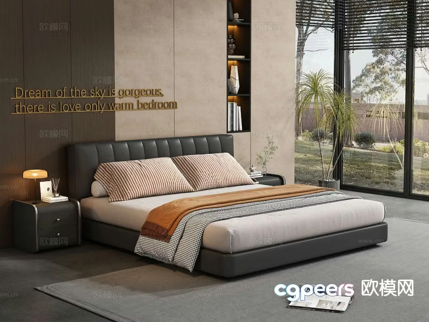 Italian double bed 3d model