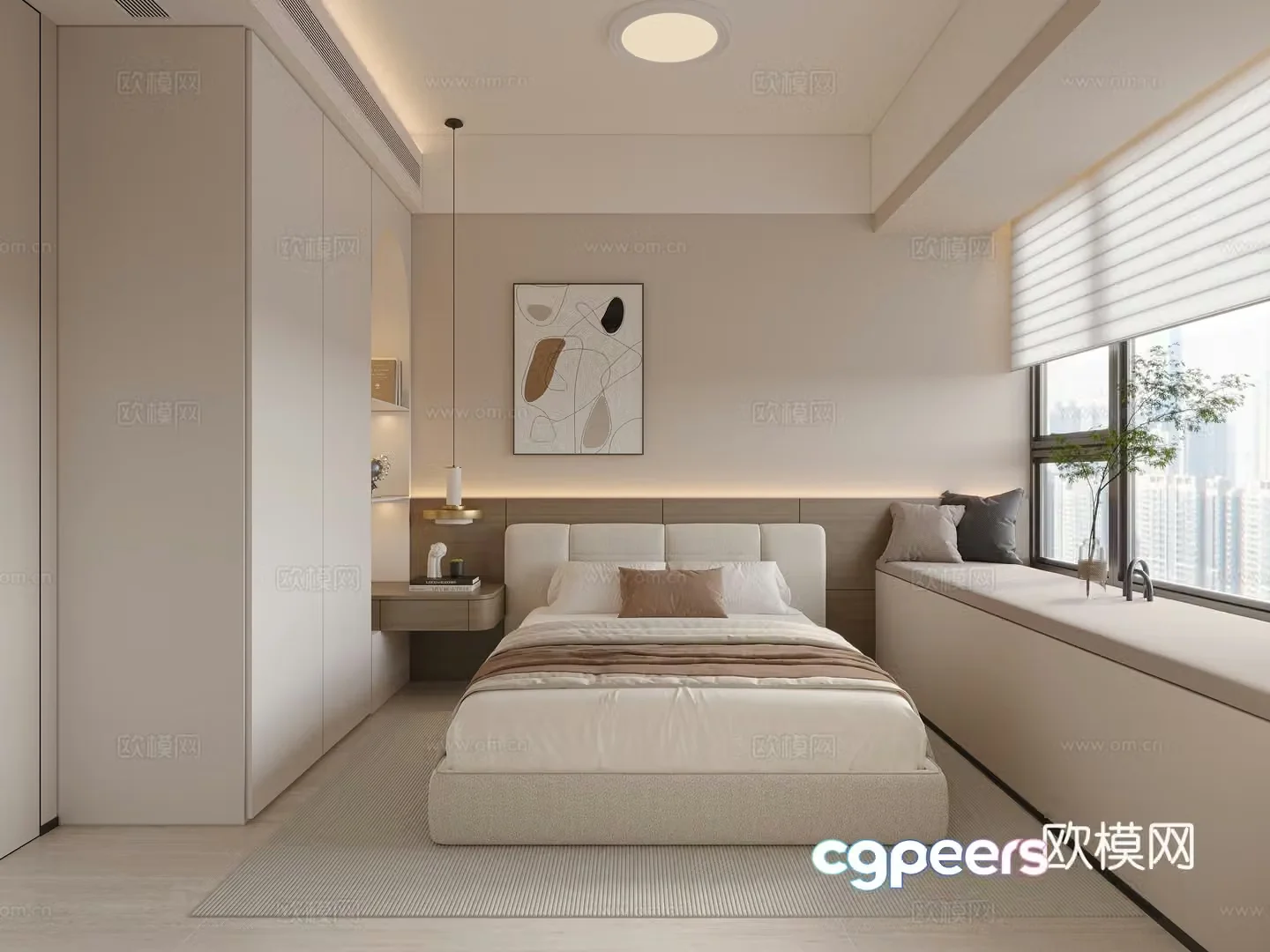 Italian minimalist bedroom 3d model