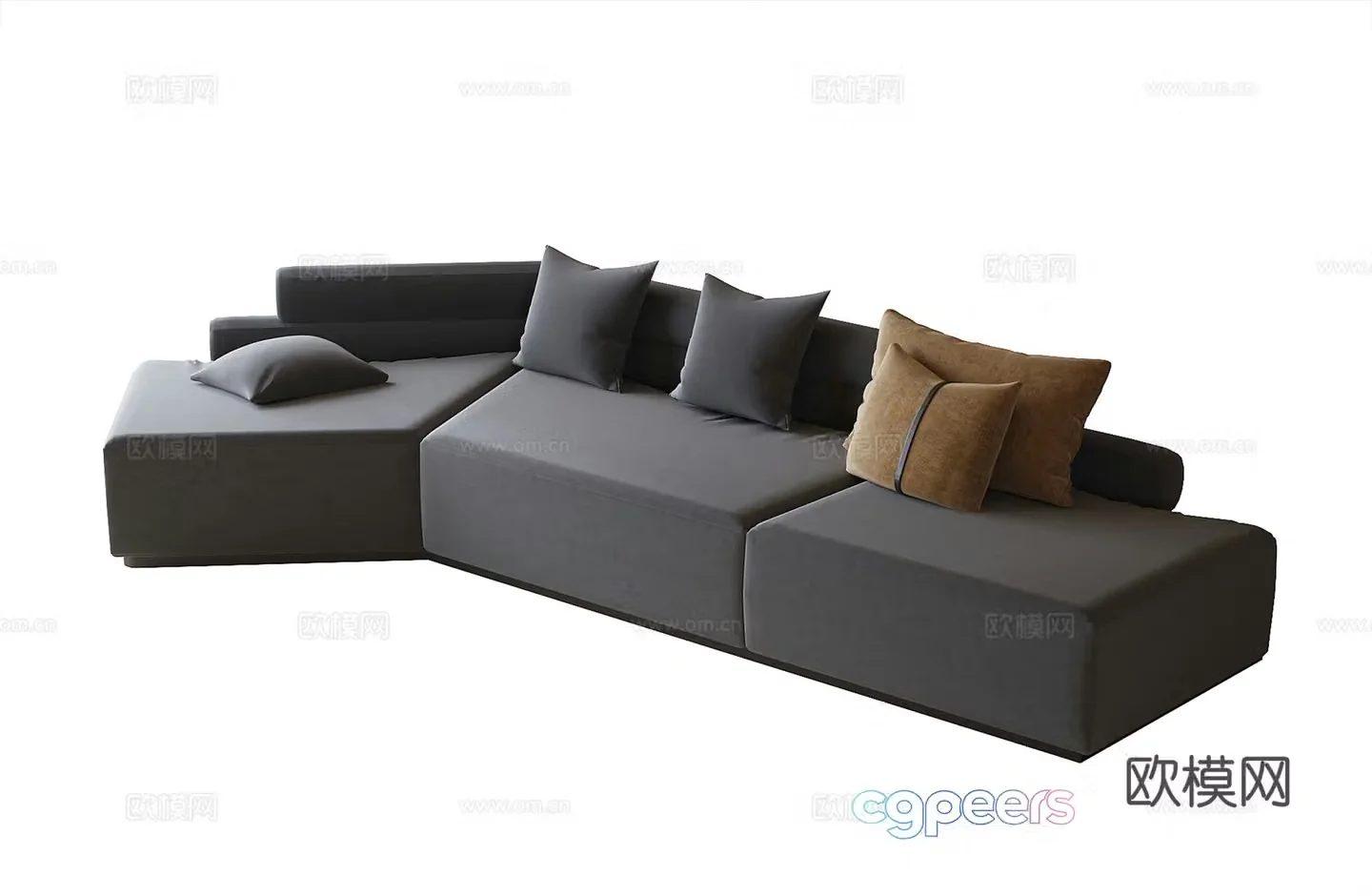 Modern corner sofa multi-person sofa fabric sofa 3d model
