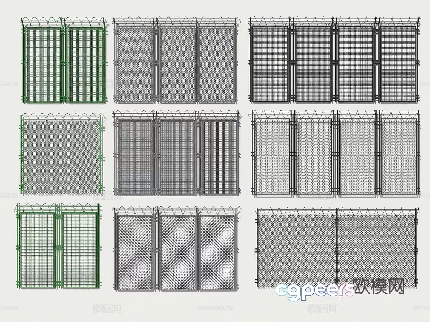 Industrial wind barbed wire mesh barbed wire mesh guardrail barbed wire mesh fence 3D model