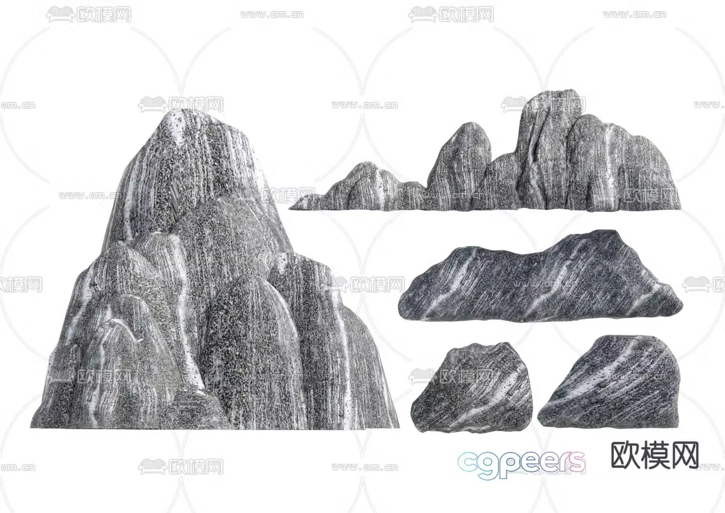 Modern rockery landscape stone 3d model