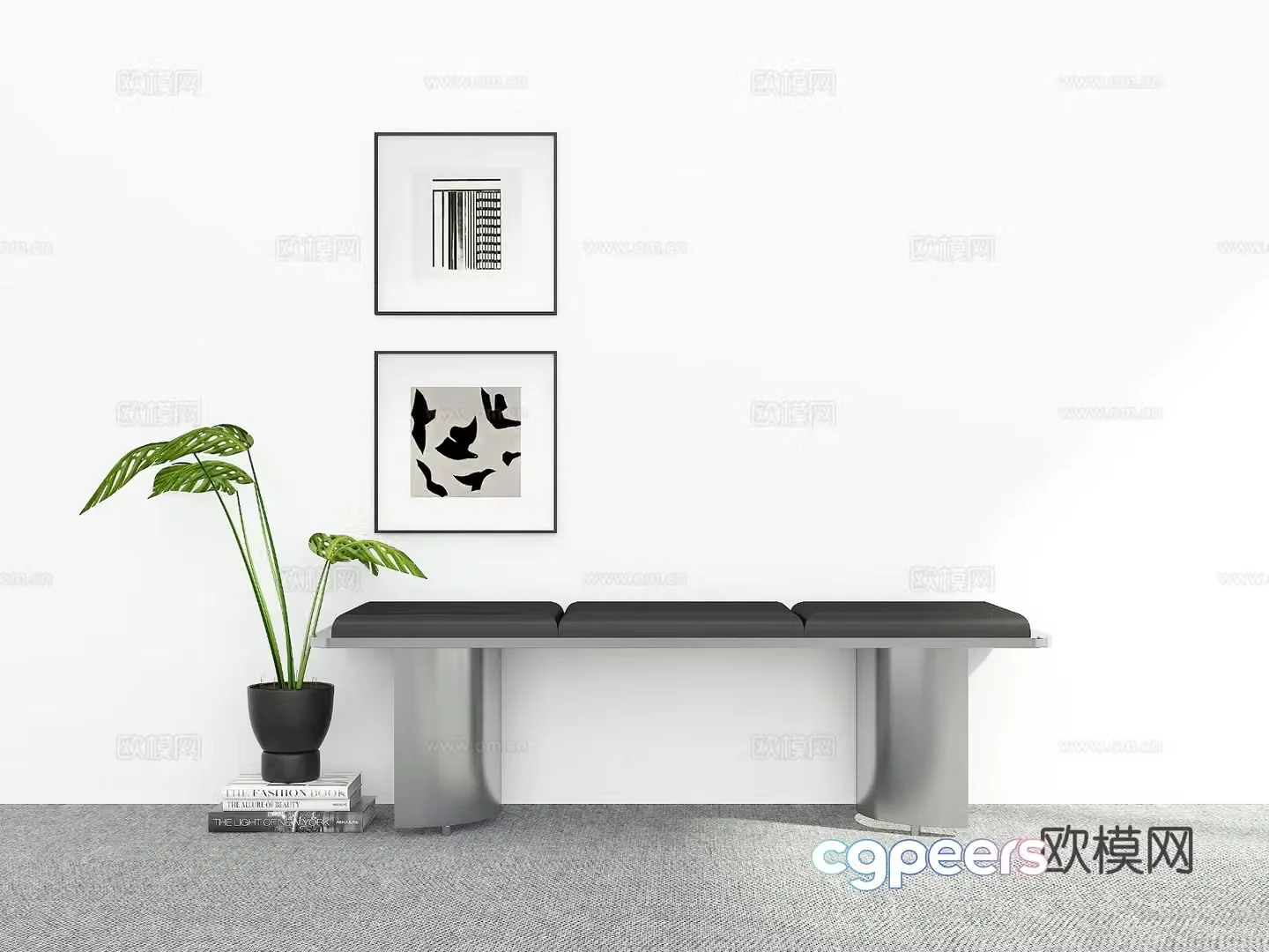 Modern stool bench shoe changing stool 3d model