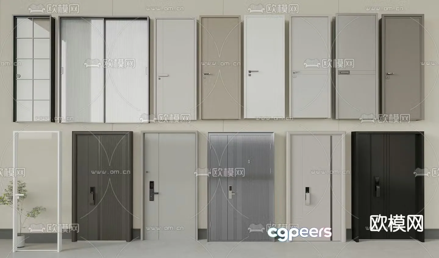 Door sliding door glass door single door wooden door entrance door double and double door 3d model