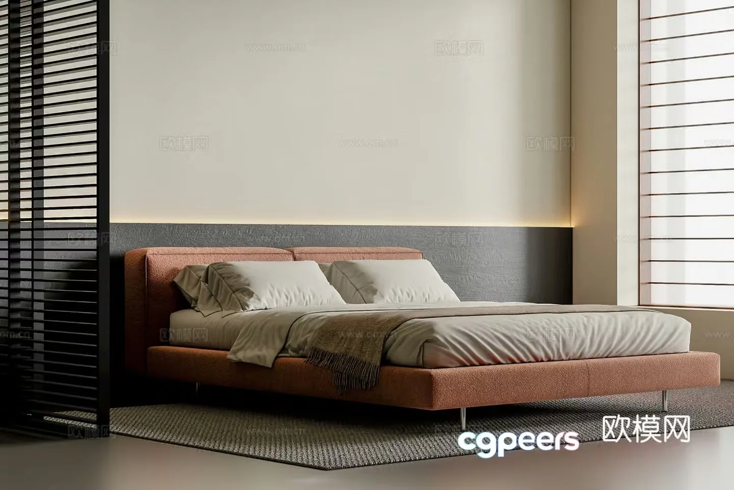 Modern double bed 3d model
