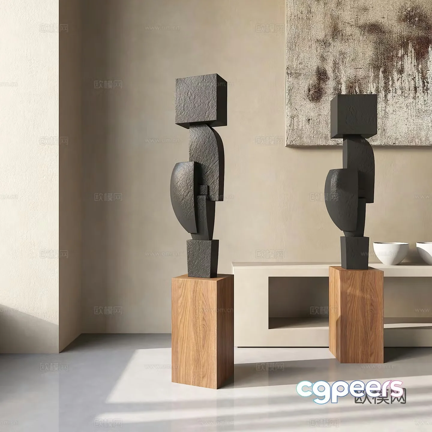 Modern dark art sculpture 3d model