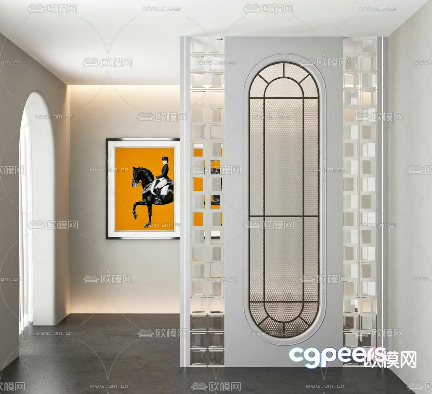 French glass partition 3d model