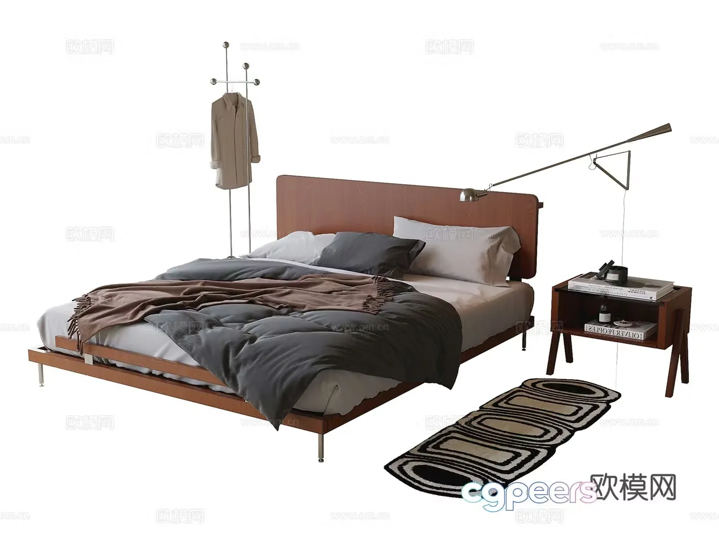 Modern single bed children’s bed 3d model