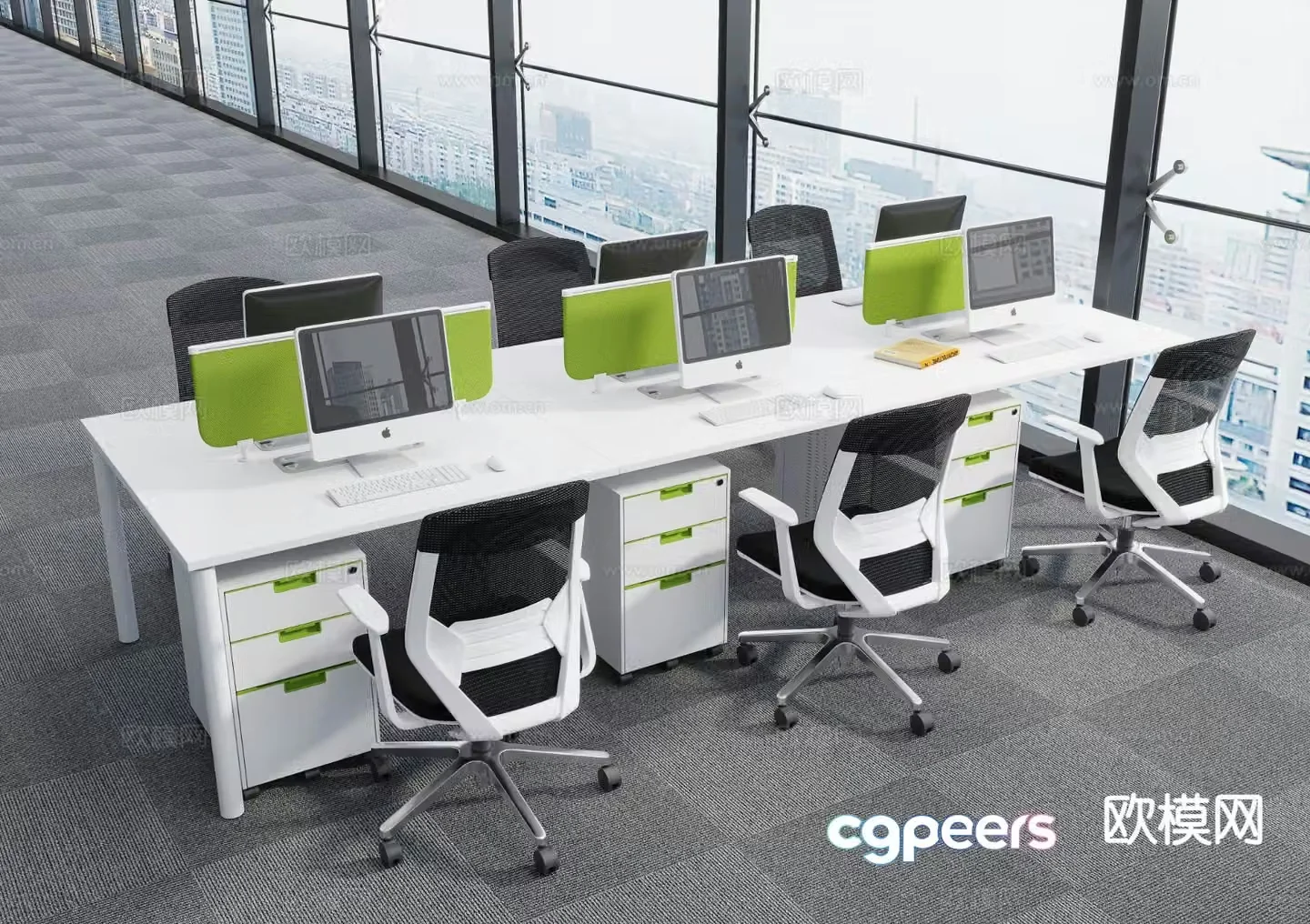 Modern office desk and chair 3d model