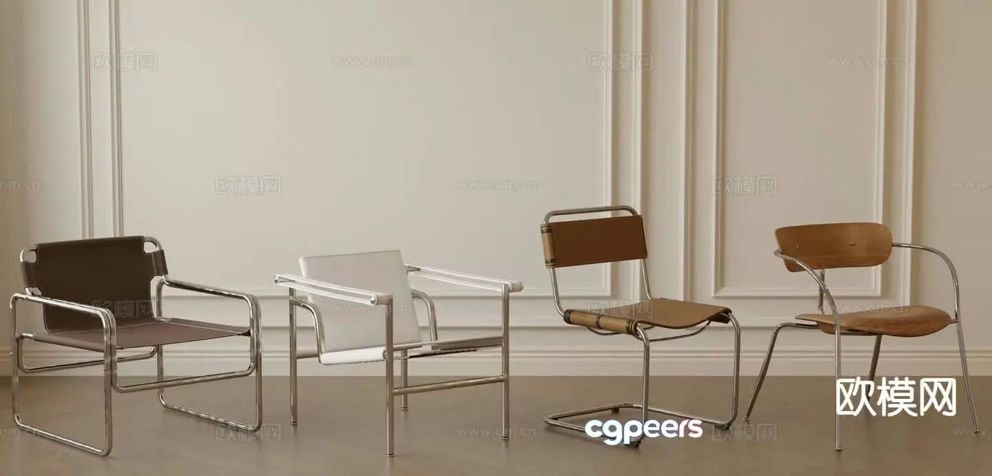 Modern chair leather texture single chair 3d model