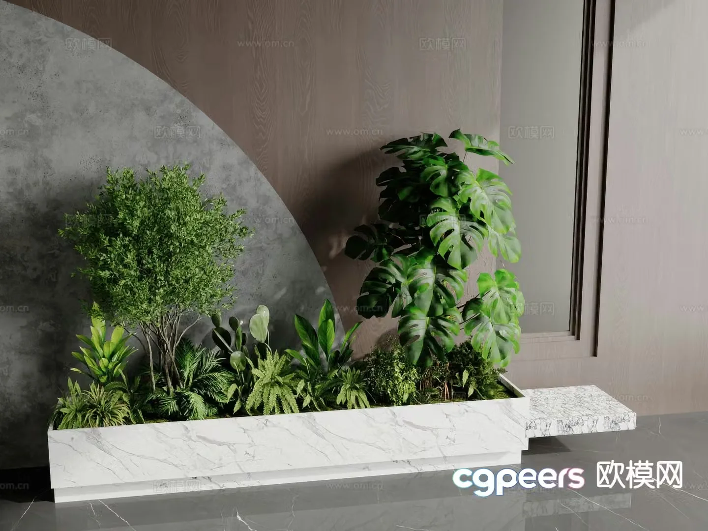 Green plant pile Landscape green plants Tree pool chair Flower tank 3D model