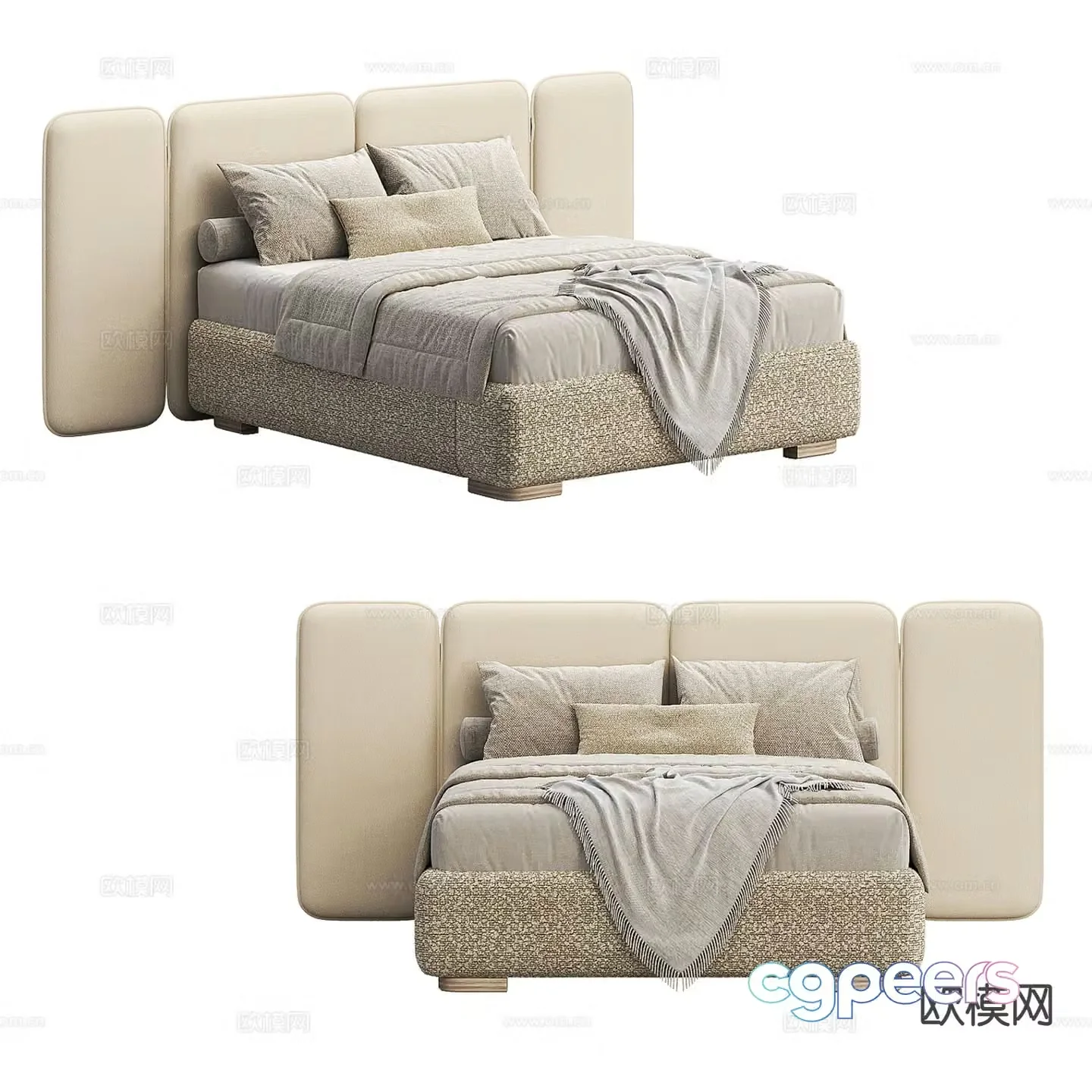 Modern double bed 3d model