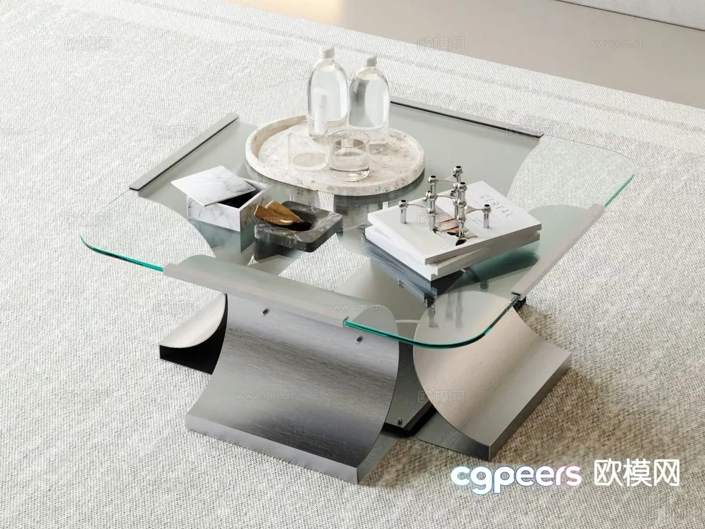 Modern glass coffee table 3d model