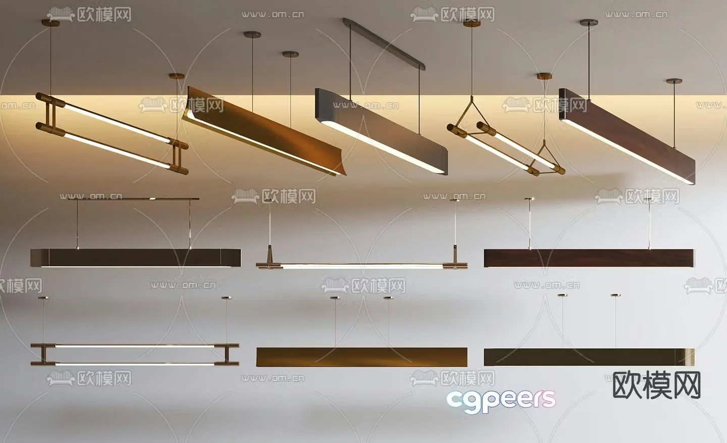 Long chandelier straight chandelier 3d model