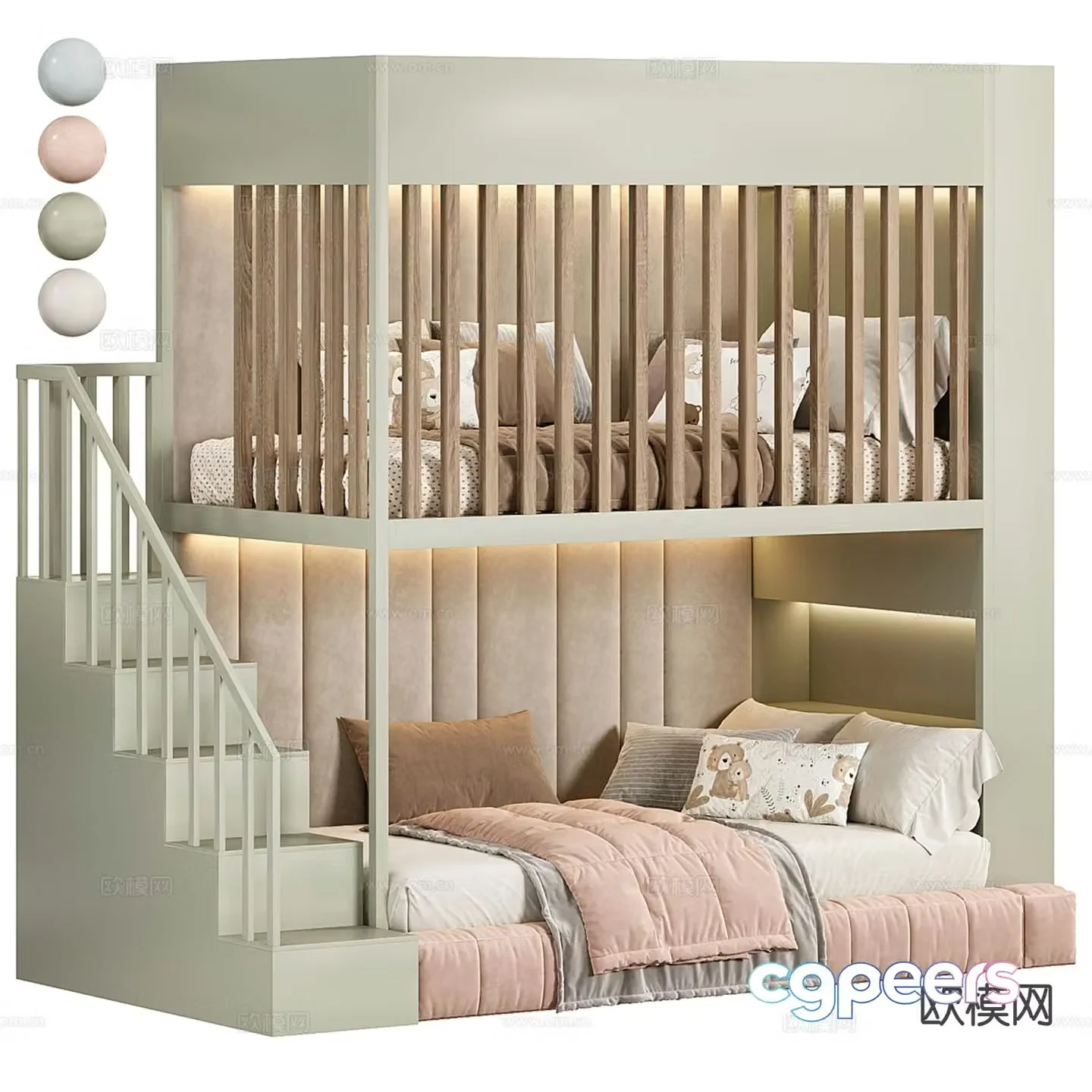 Modern bunk bed bunk bed 3d model