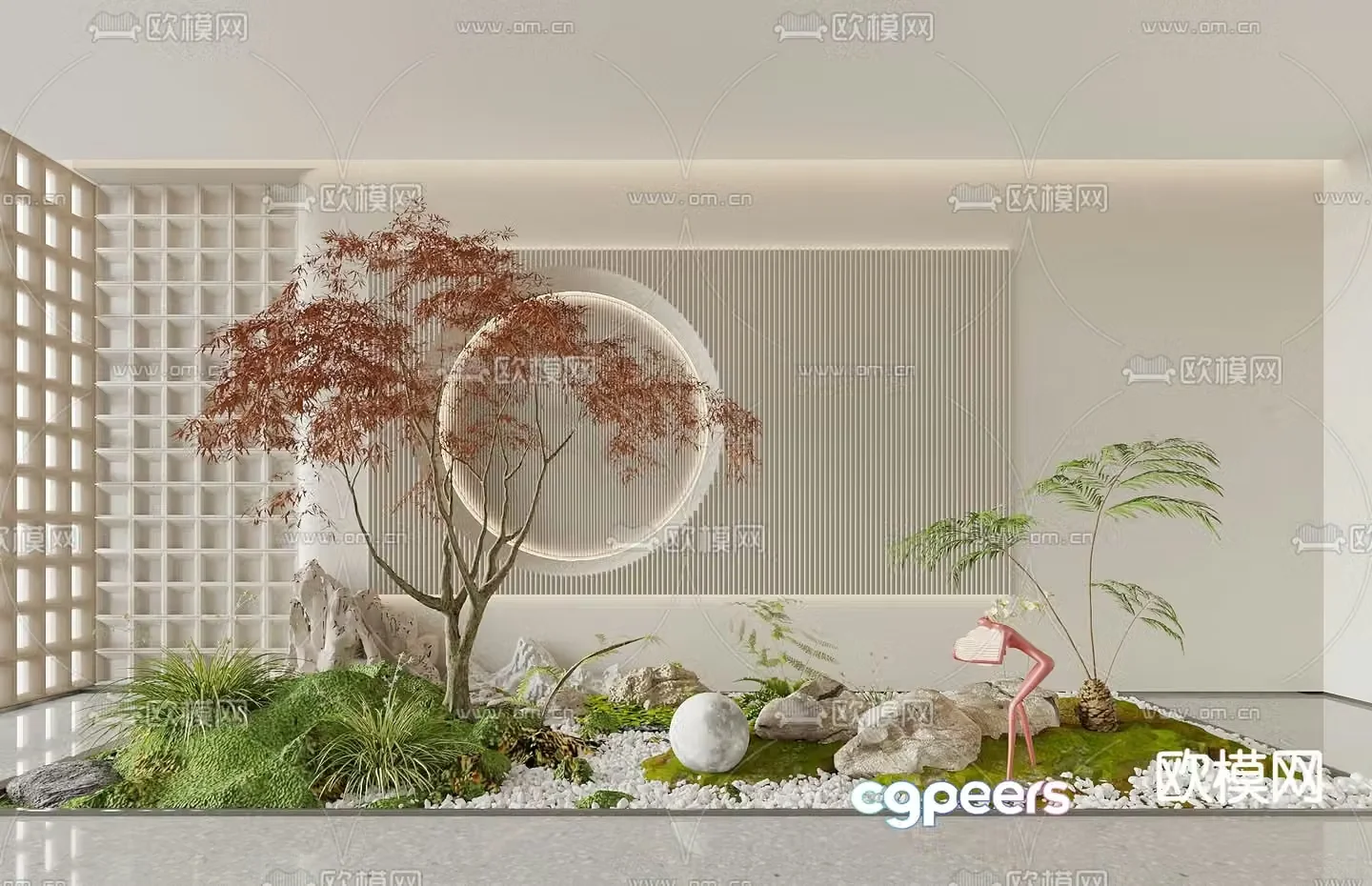 Indoor landscaping plant pile micro terrain 3d model