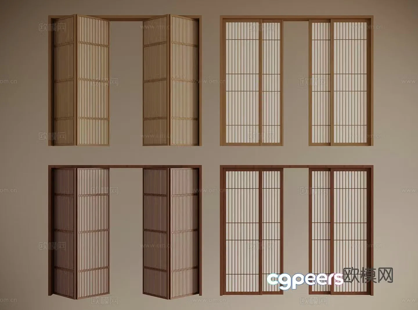 Middle style Middle style Folding door Sliding door 3D model