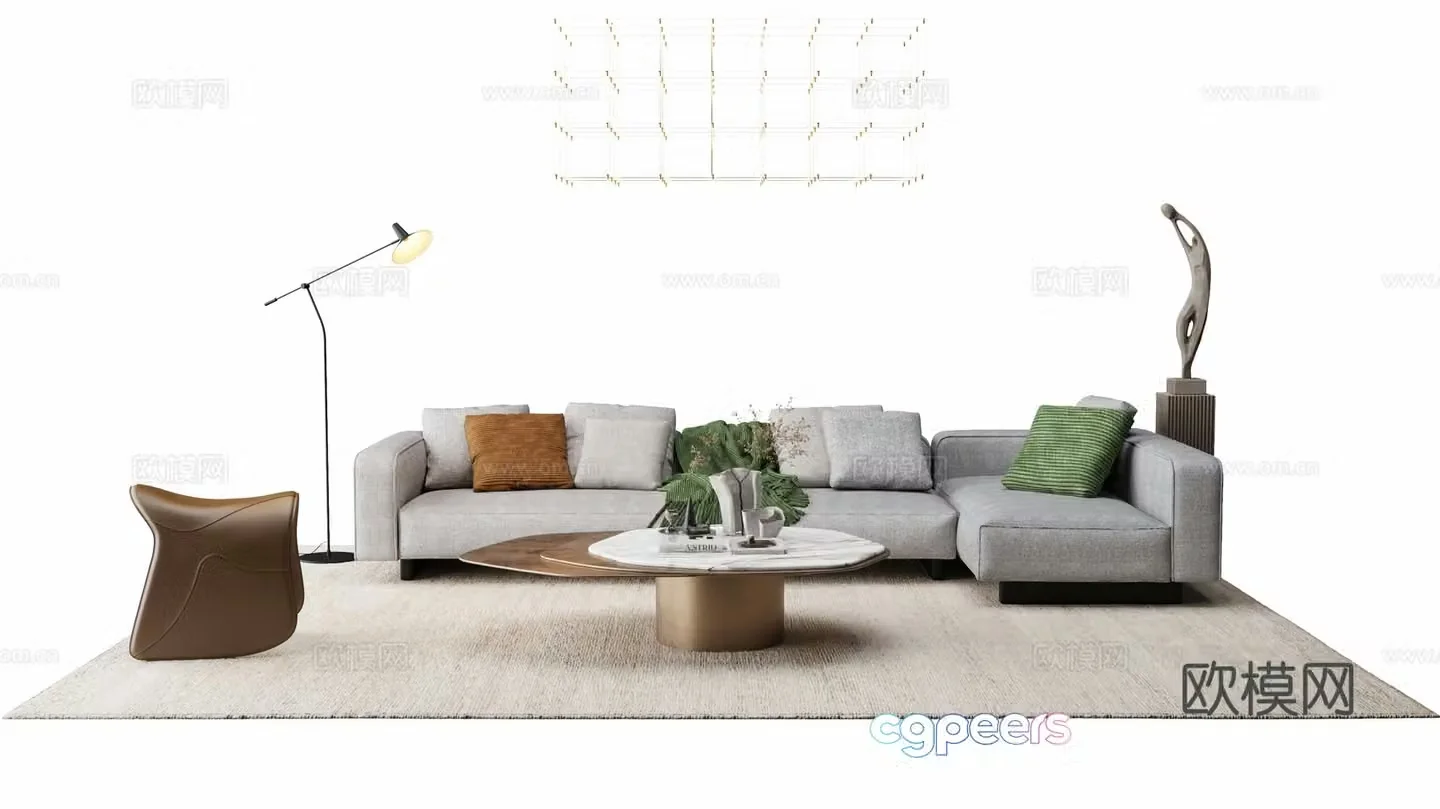 Modern corner sofa modular sofa fabric sofa 3d model