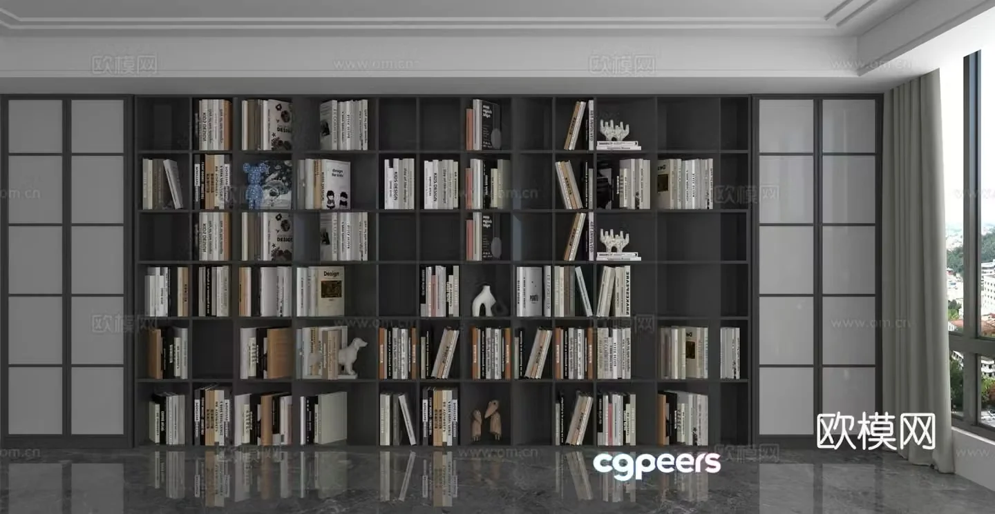 Modern bookcase Bookshelf 3D model