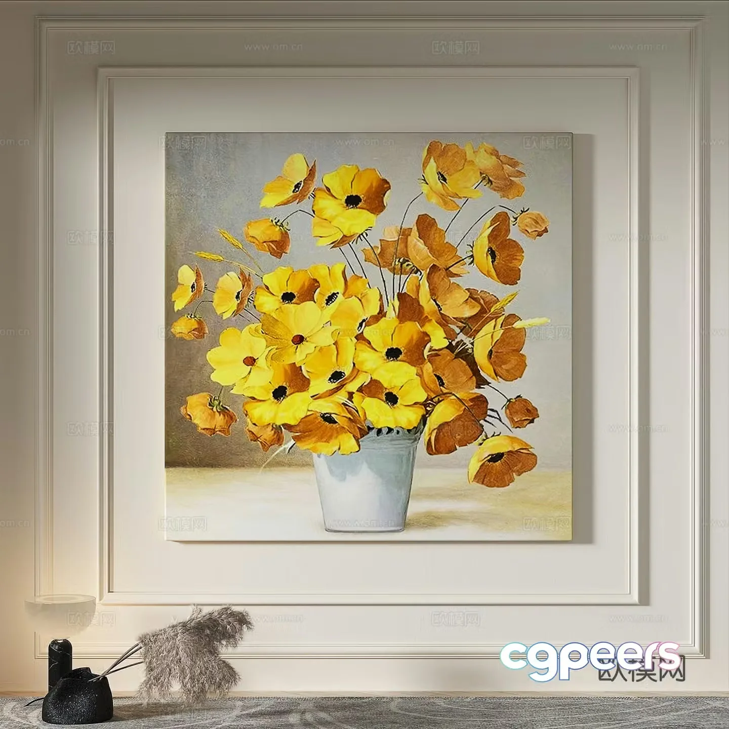 Modern creamy style simple texture abstract light luxury wasabi three-dimensional decorative painting 3d model