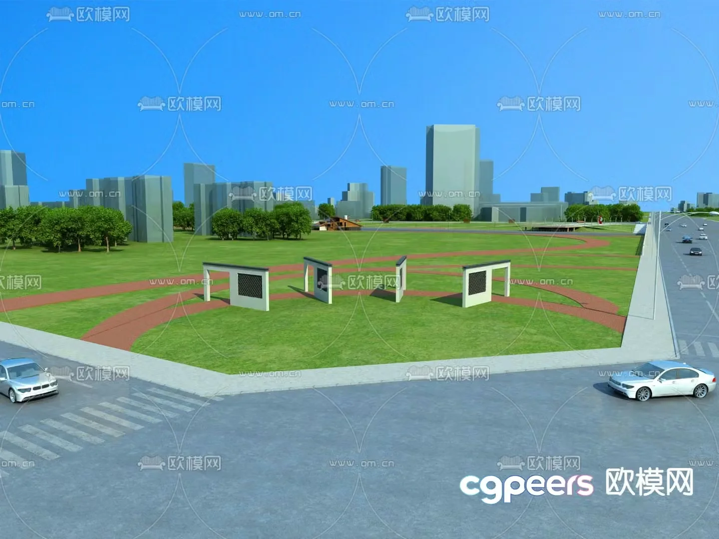 Park landscape square landscape 3d model