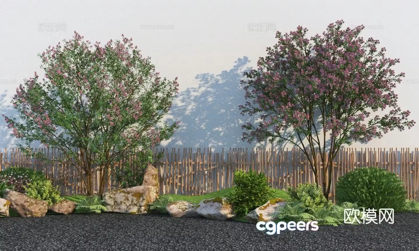 Modern tree 3D model of crape myrtle