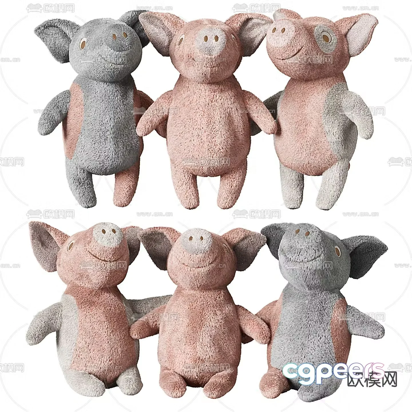 Modern stuffed pig toy 3d model