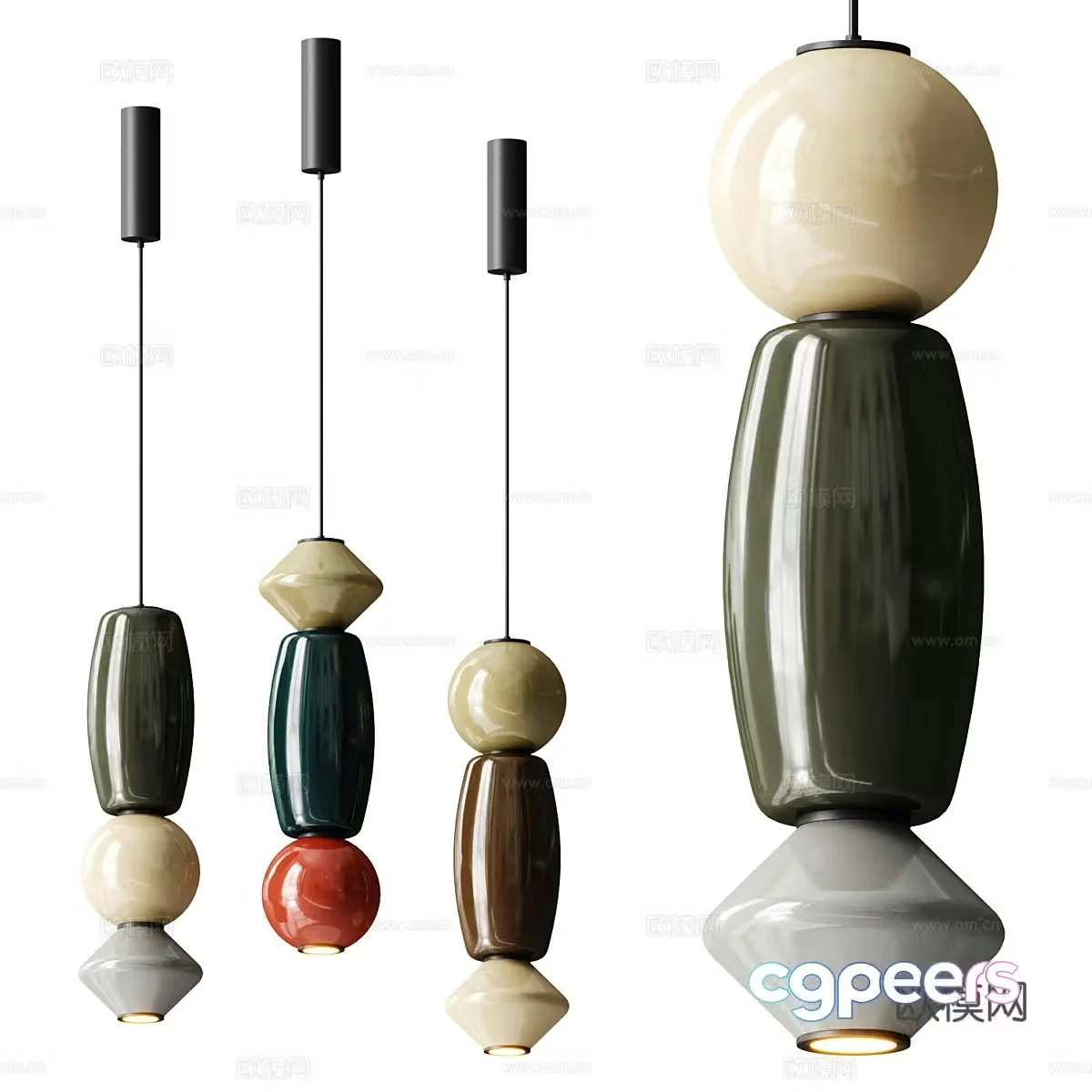 New Chinese style decorative chandelier 3D model