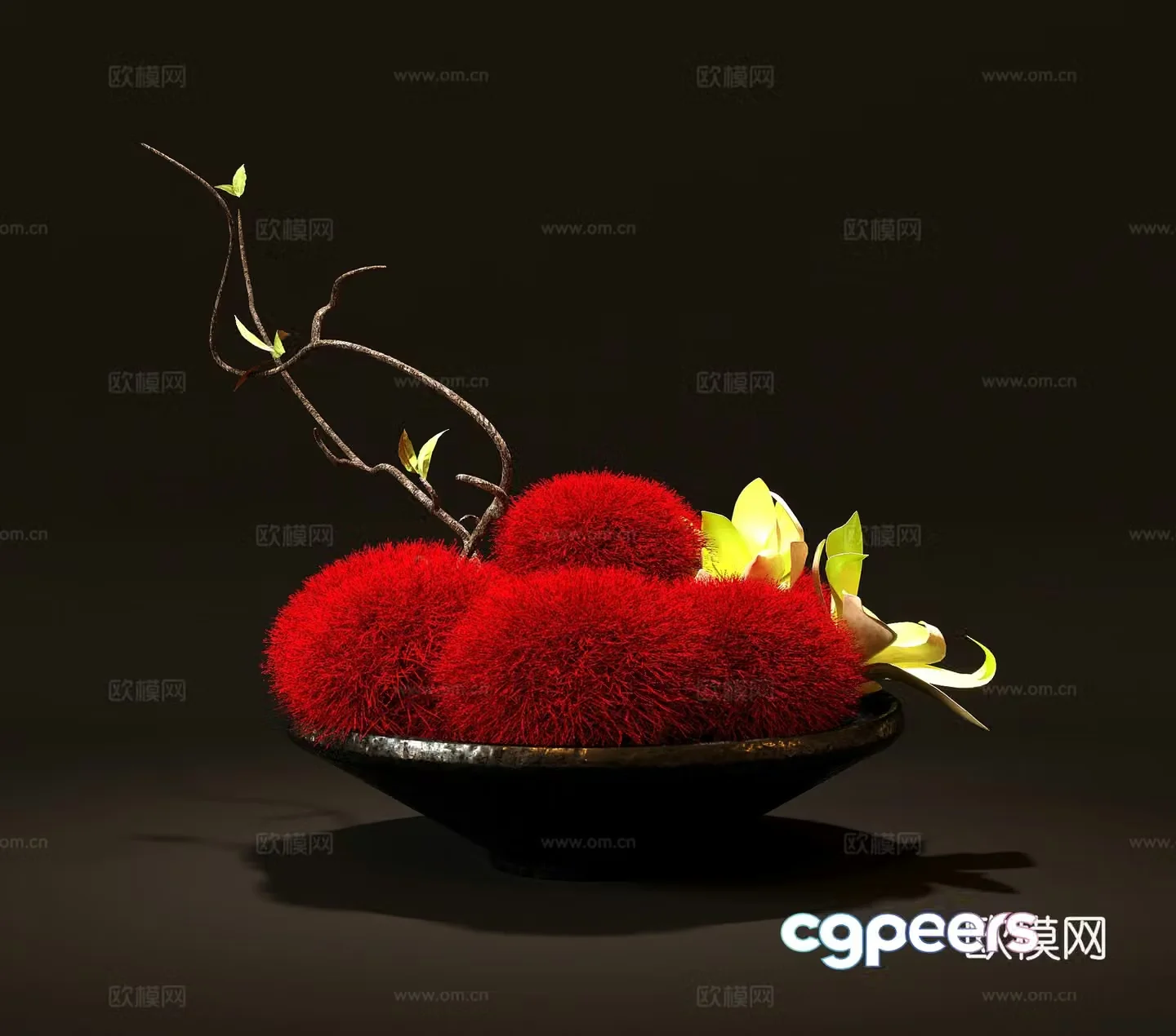 Green plant potted plant 3D model