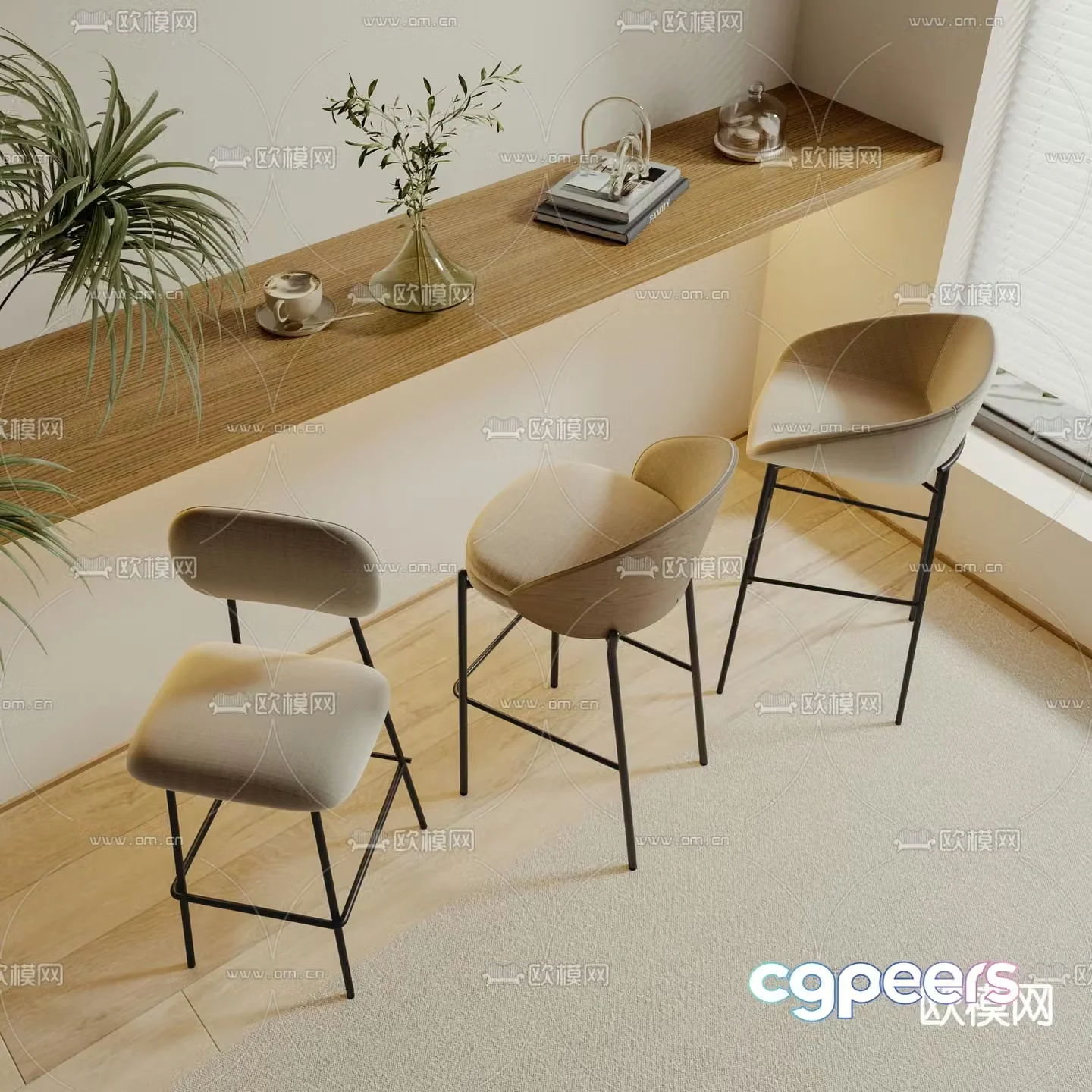 Wabi Sabi bar stool bar stool high stool 3d model