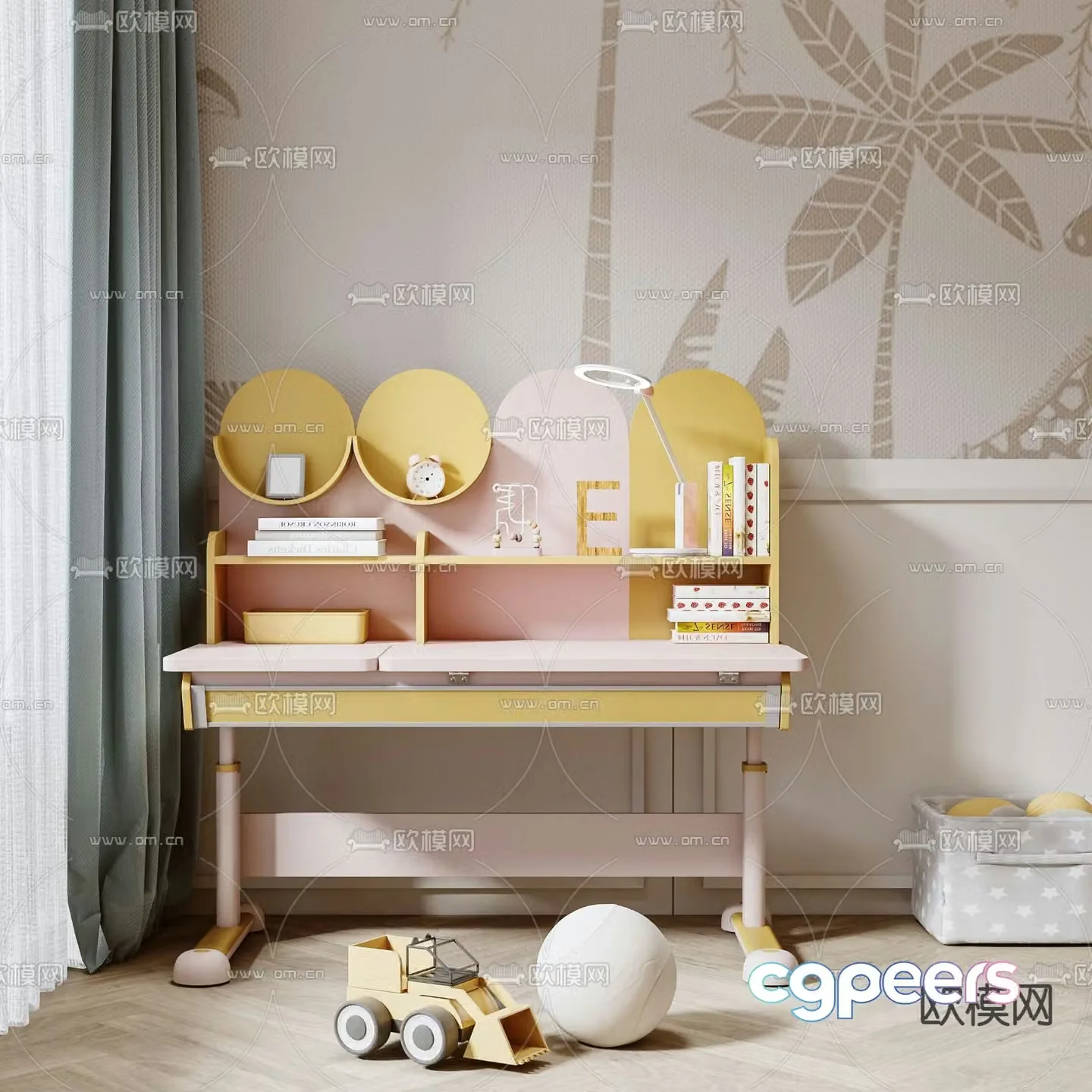 Modern children’s study table 3d model