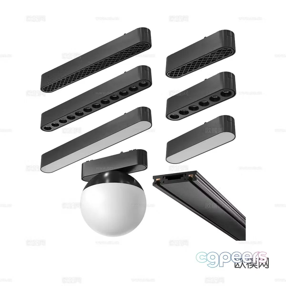 Modern spotlight track light 3d model