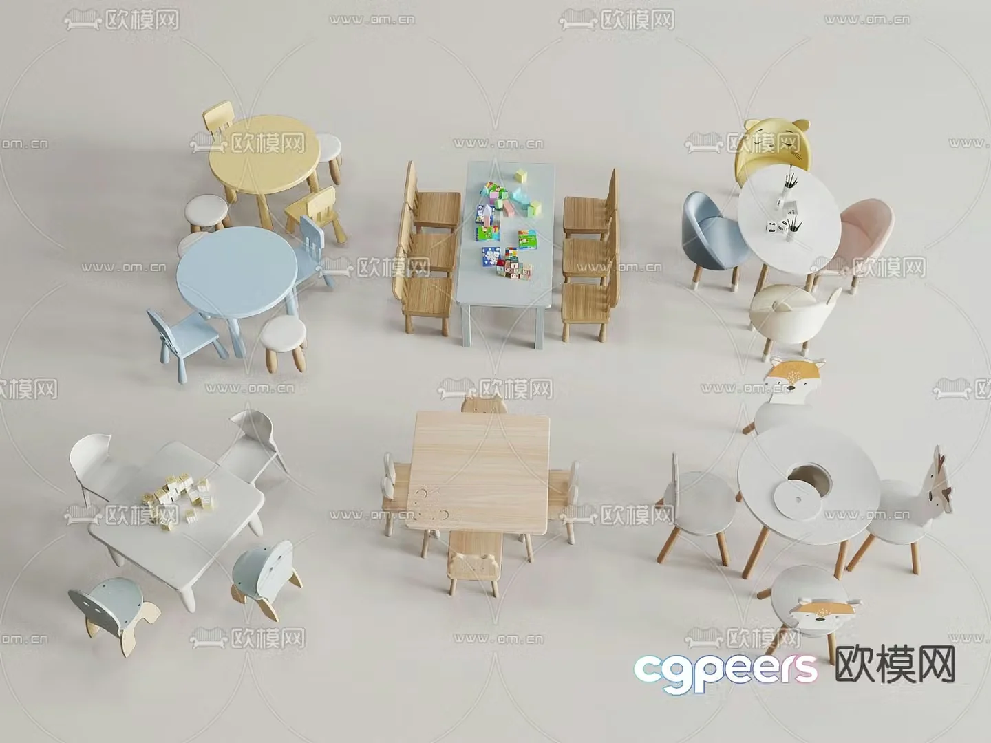 Desk children’s desk and chair 3d model