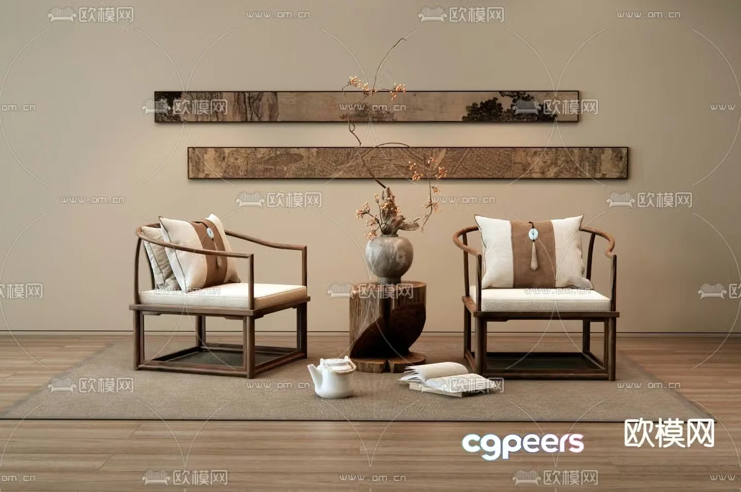 New Chinese style leisure chair chair 3d model
