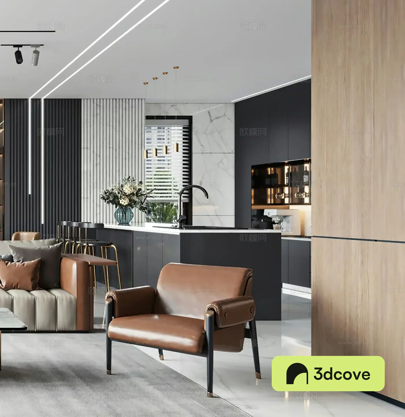 Italian leisure chair bar open kitchen western kitchen social hall modern leisure chair light luxury