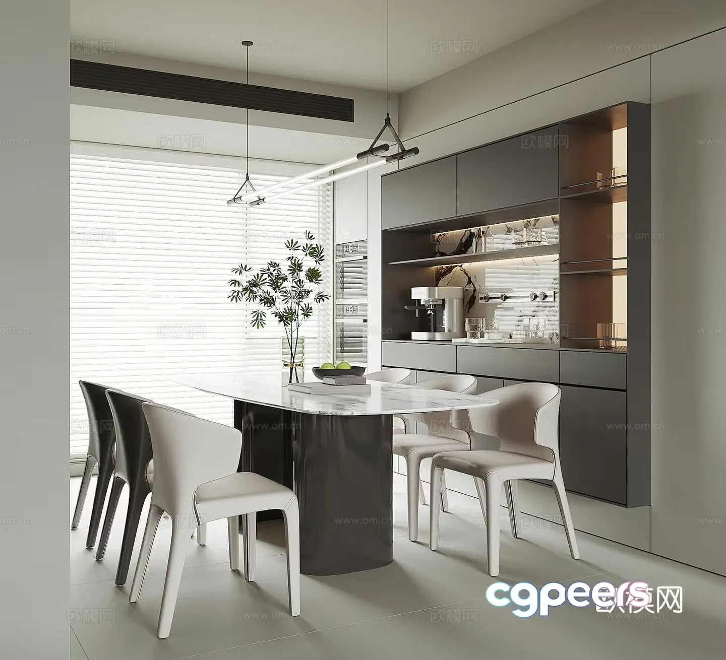 Modern home restaurant 3d model