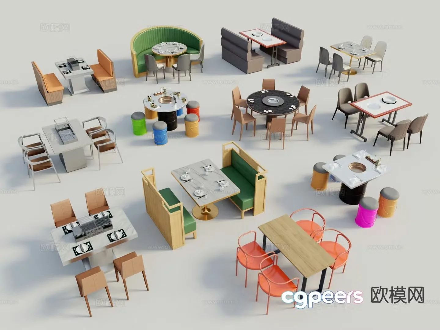 Modern dining table and chairs 3d model