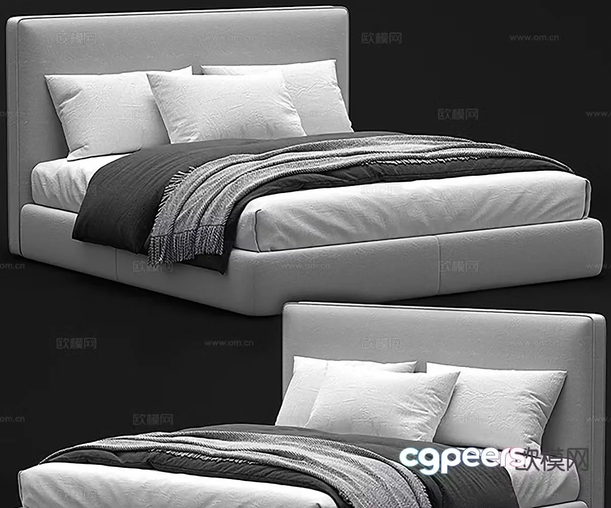 Modern double bed 3d model