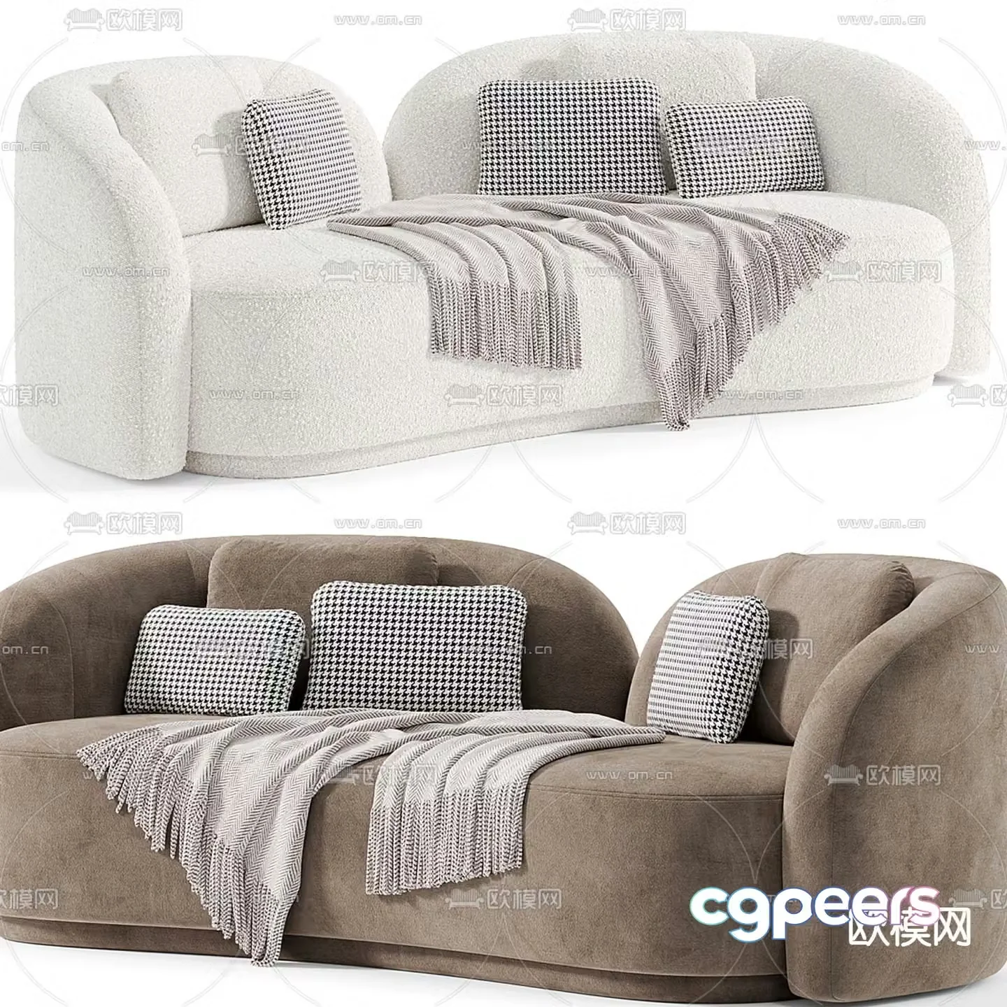 Double sofa upholstered sofa 3d model