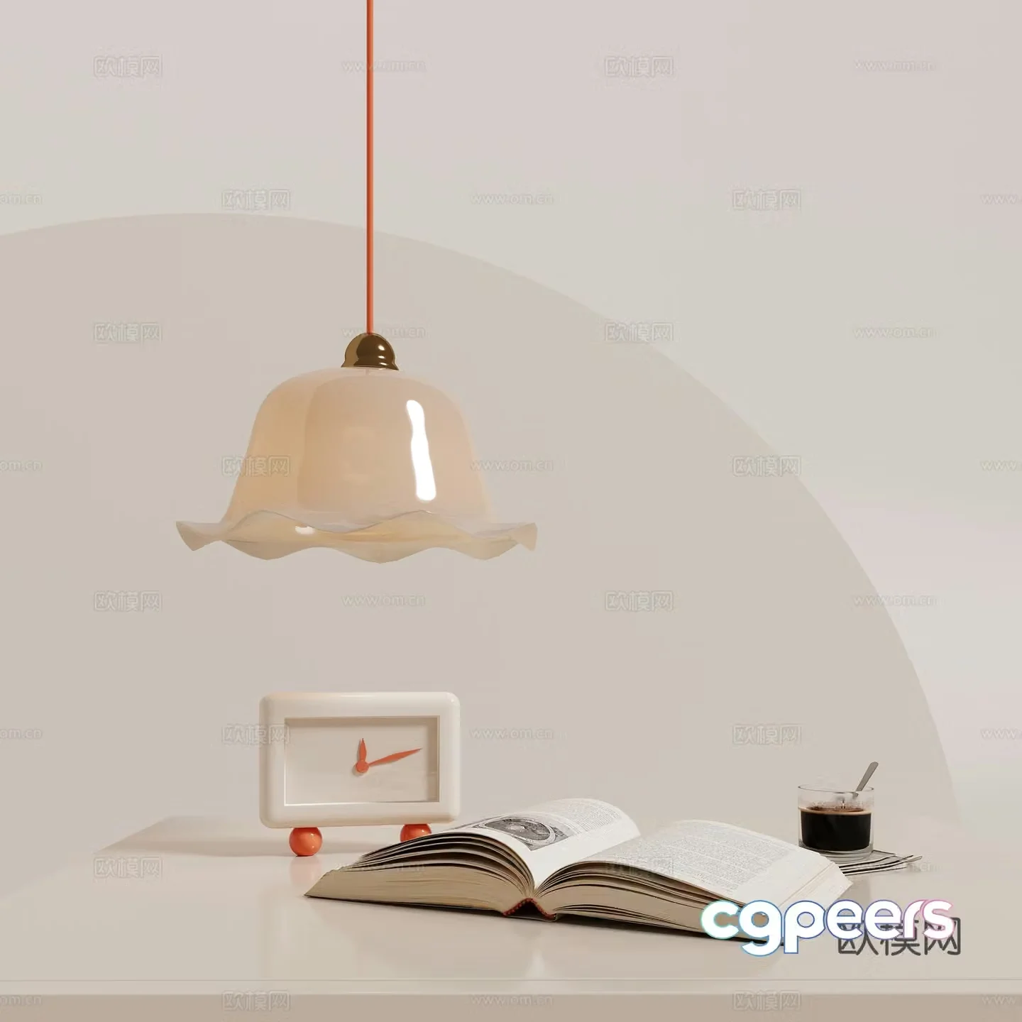 Creamy wind chandelier 3d model