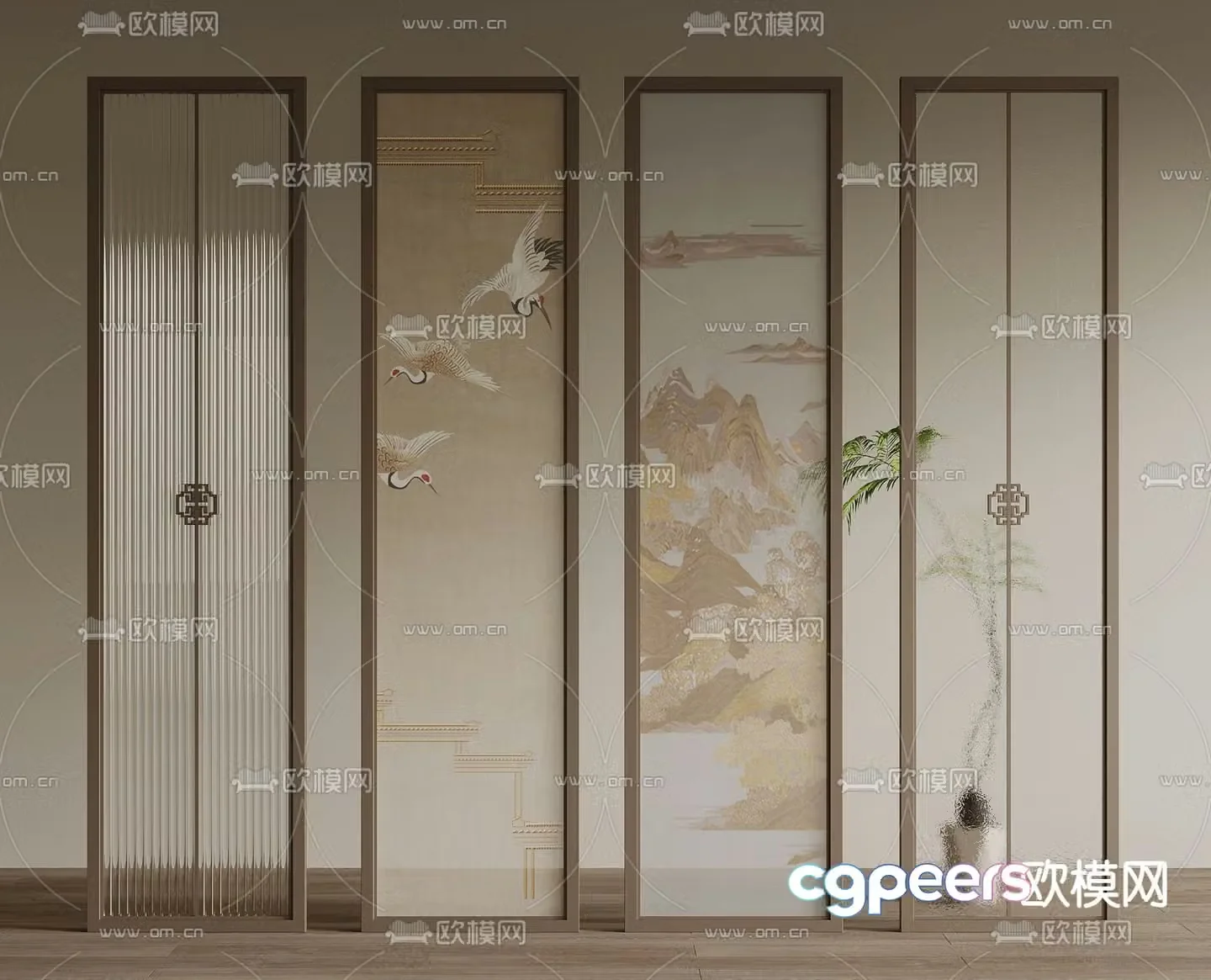 New Chinese style partition Art partition 3D model
