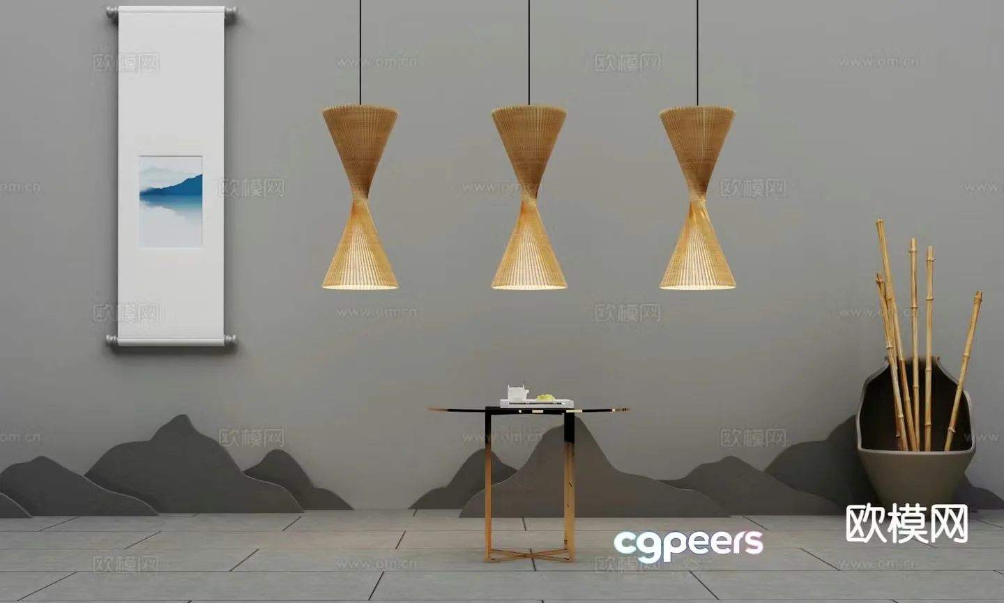 New Chinese style chandelier 3d model