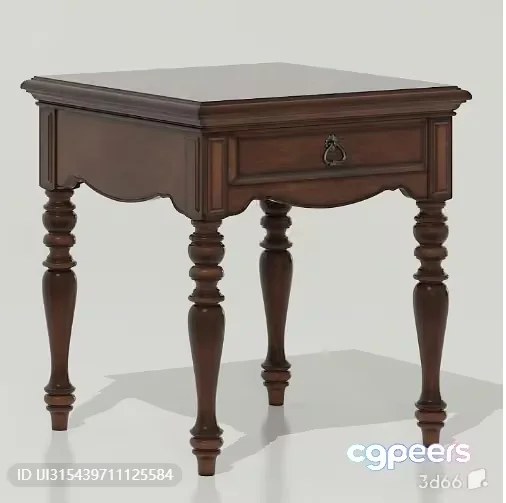 Wooden Side Table 3D Model – 316 – VRAY Render