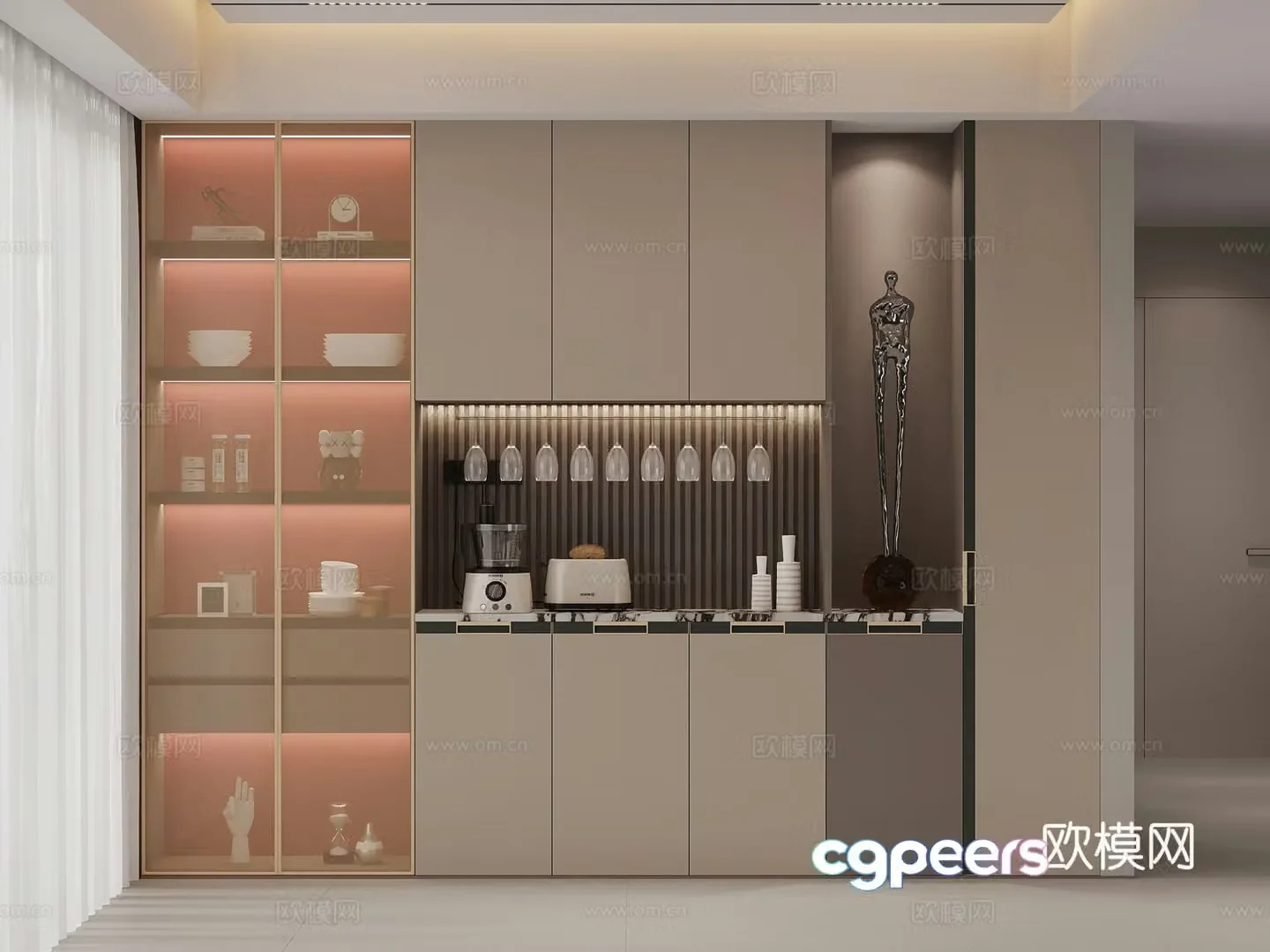 Modern wine cabinet sideboard 3d model