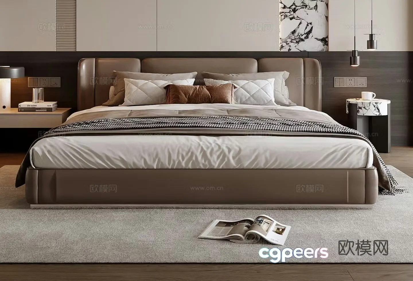 Italian double bed 3d model