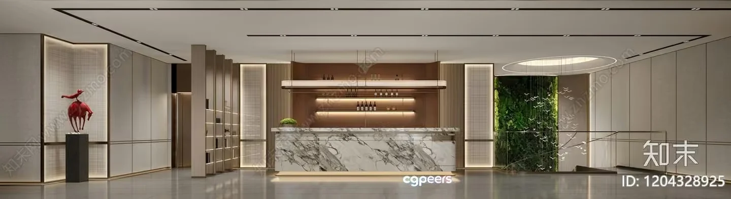 Modern Office Reception Area 3D Model – 9932 – CORONA Render
