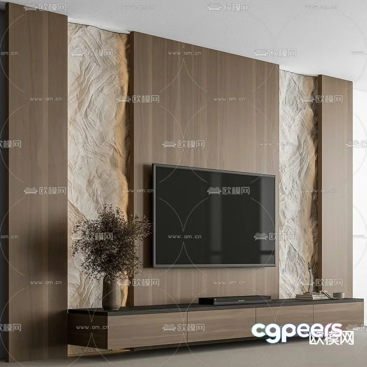 3d model of TV background wall