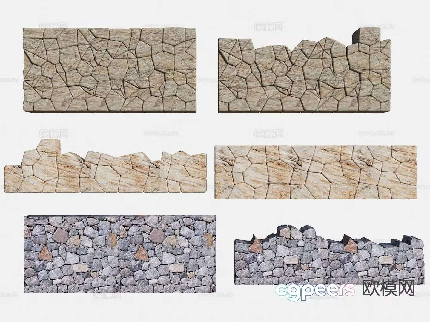 Modern retaining wall landscape stone retaining wall 3d model