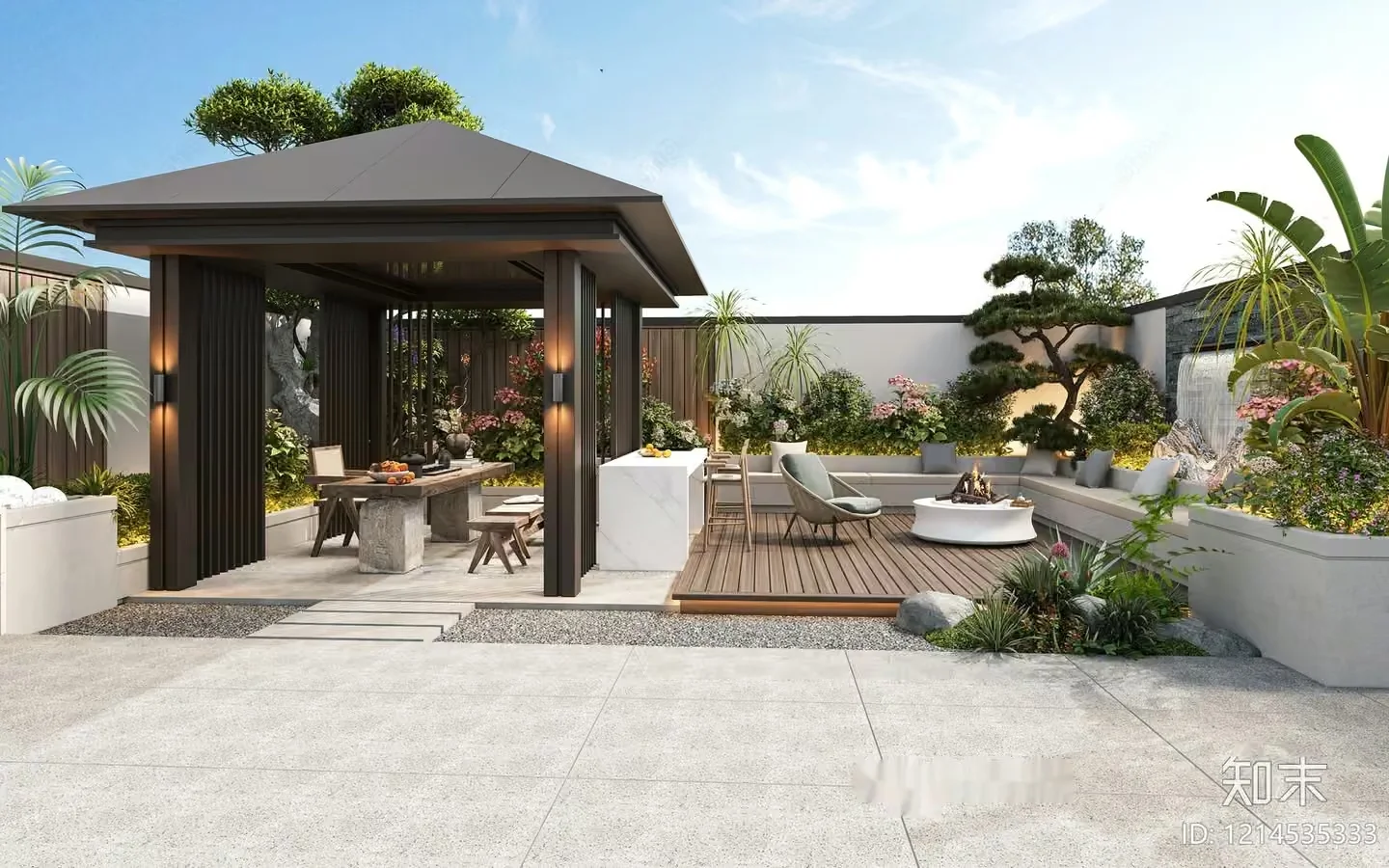 Outdoor Seating Area 3D Model – 9900 – VRAY Render